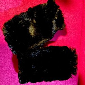 Saks Fifth Avenue black faux fur hand warmers